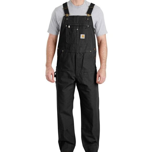 Carhartt Duck Bib Overall Relaxed Fit Men's Workwear 38x30 Black R01-M NWT - Picture 1 of 12